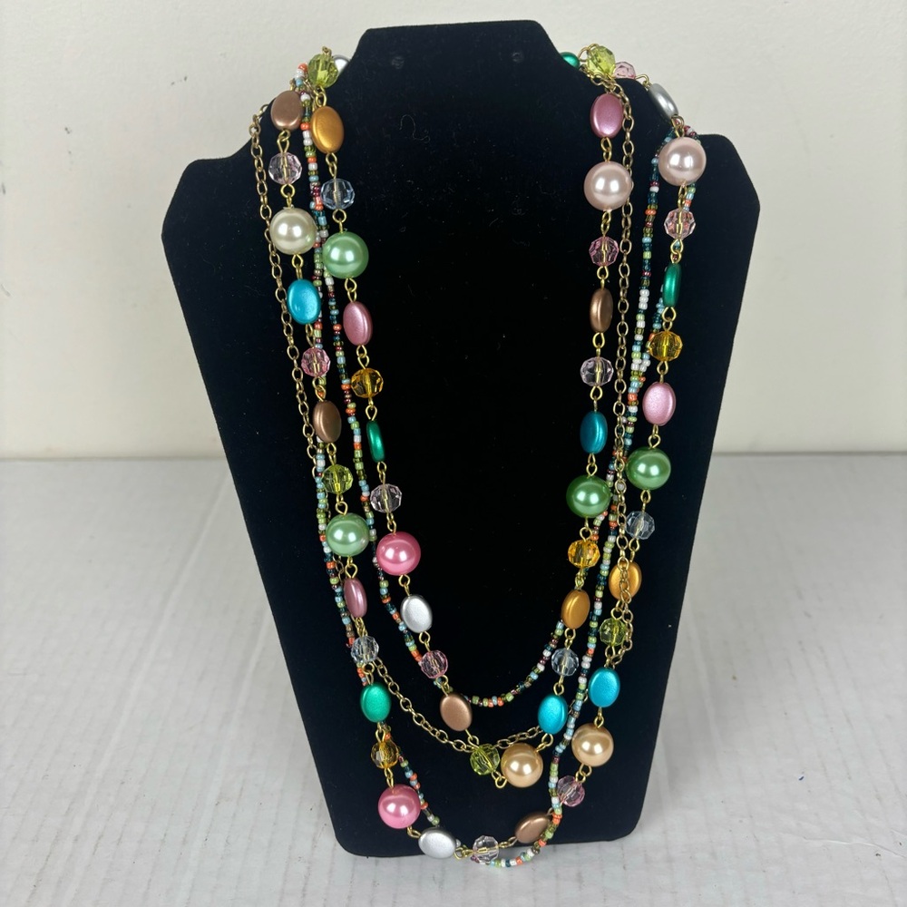 Esmor brand mult-strand necklace in pastel beads-boho